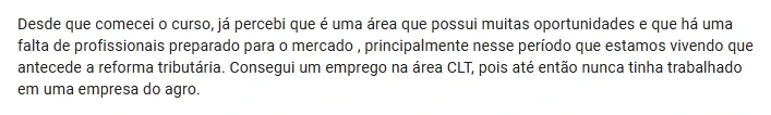 Depoimento de aluno