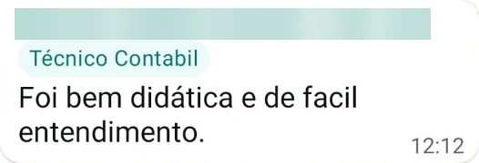 Depoimento de aluno no WhatsApp