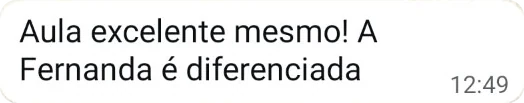 Depoimento de aluno no WhatsApp