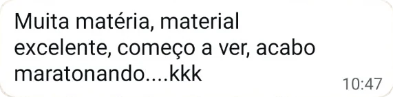 Depoimento de aluno no WhatsApp