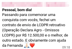 Depoimento de aluno no WhatsApp
