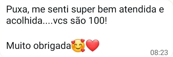 Depoimento de aluno no WhatsApp