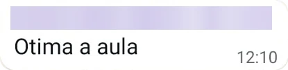 Depoimento de aluno no WhatsApp