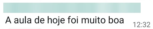 Depoimento de aluno no WhatsApp
