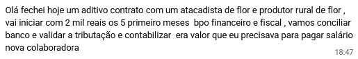 Depoimento de aluno no WhatsApp