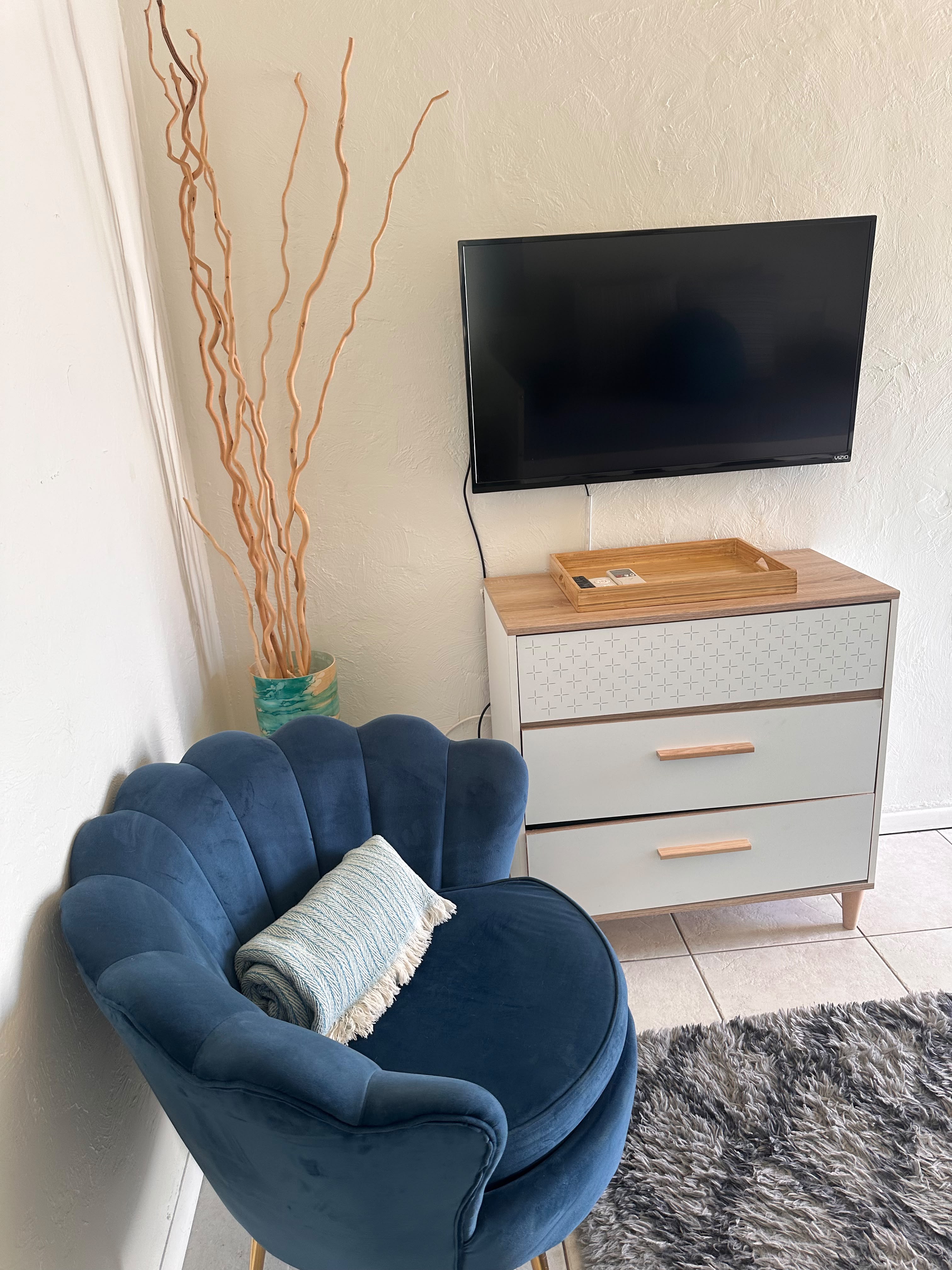 Guest amenities organized and ready before Airbnb check-in