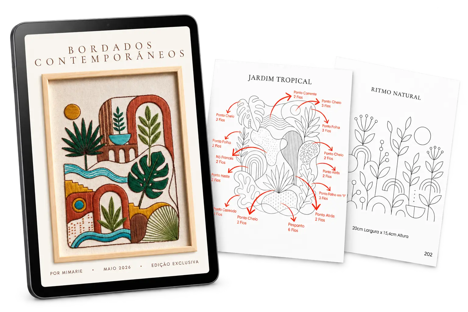 E-book Arte Viva Bordados Contemporâneos com folhas de riscos