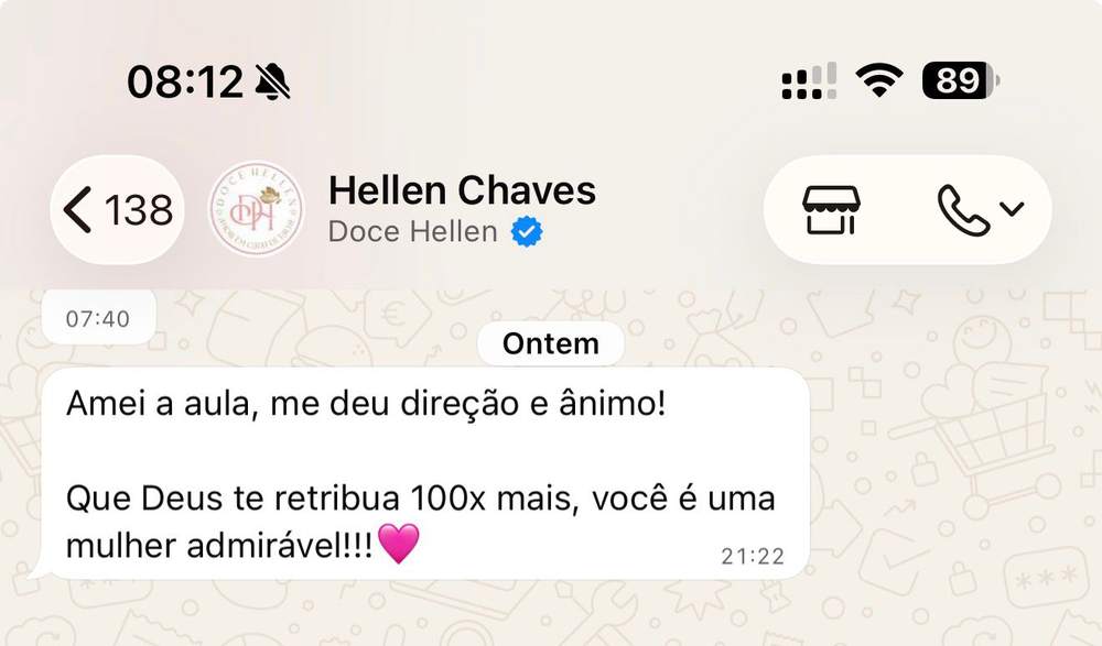 Mensagem de agradecimento pela aula de revenda