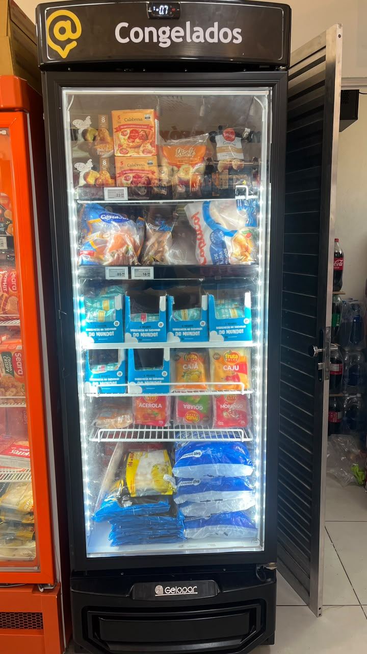 Freezer com produtos da Sonho Gelado