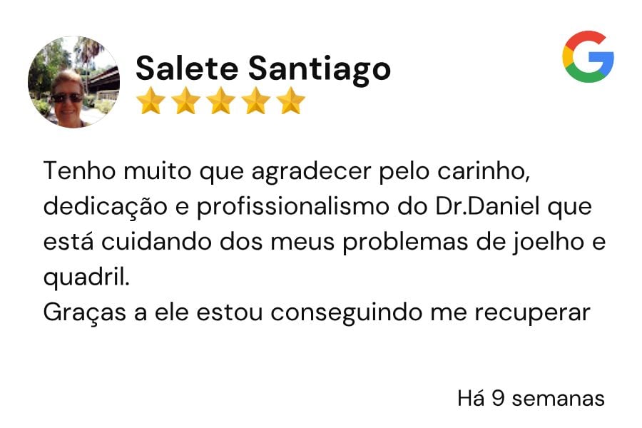 Avaliação de Salete Santiago no Google, 5 estrelas