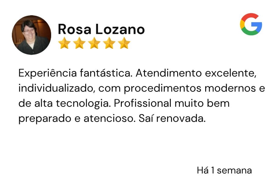 Avaliação de Rosa Lozano no Google, 5 estrelas