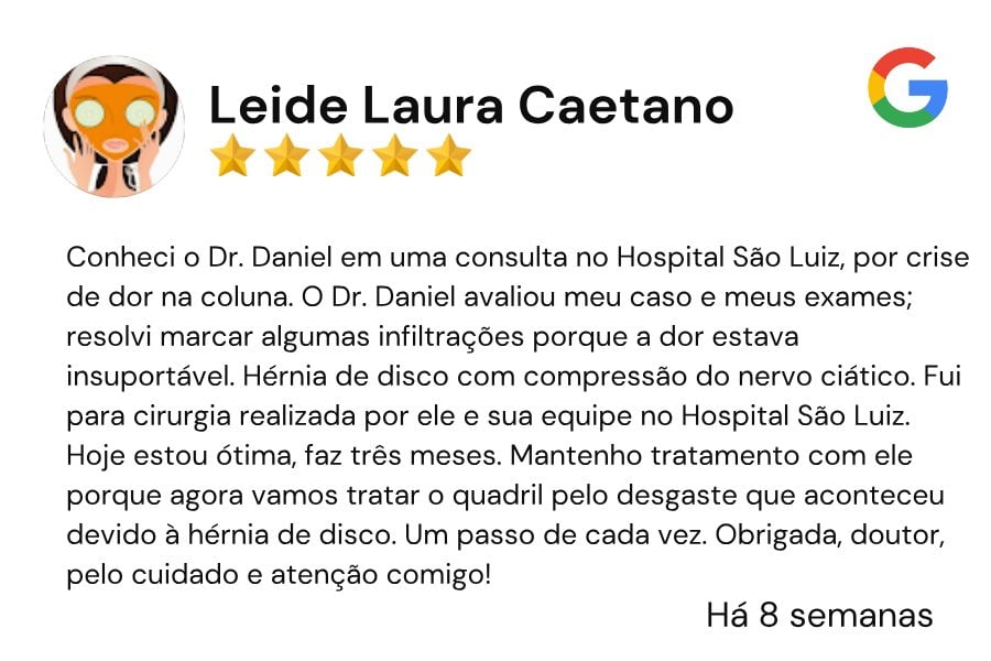 Avaliação de Leide Laura Caetano no Google, 5 estrelas