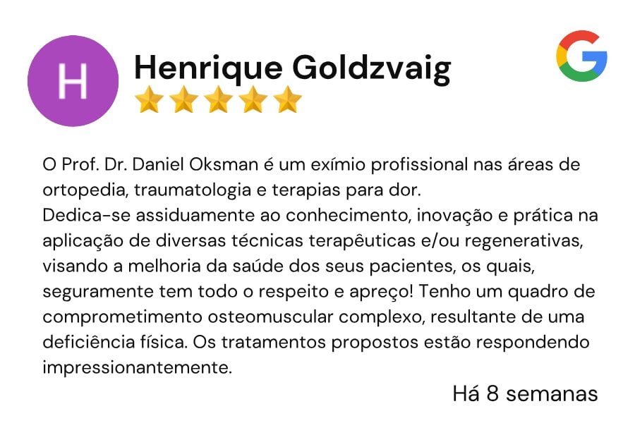 Avaliação de Henrique Goldzvaig no Google, 5 estrelas