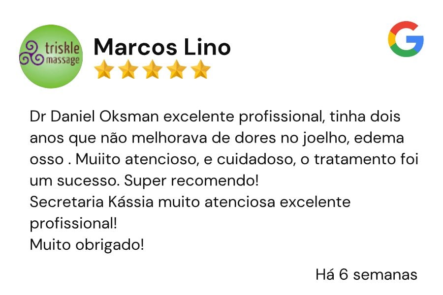 Avaliação de Marcos Lino no Google, 5 estrelas