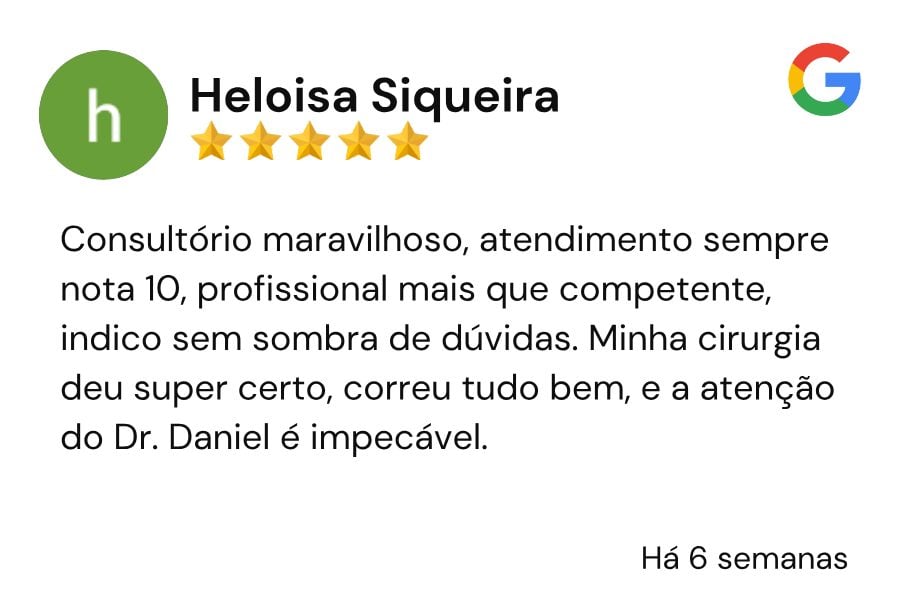 Avaliação de Heloisa Siqueira no Google, 5 estrelas