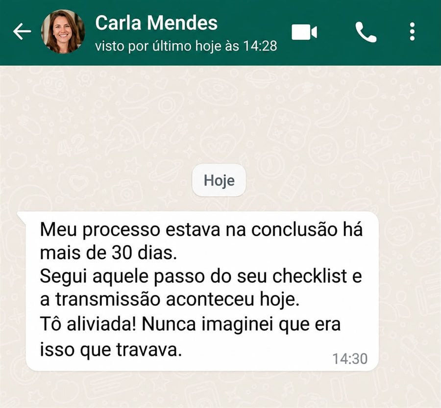Mensagem de Carla Mendes no WhatsApp