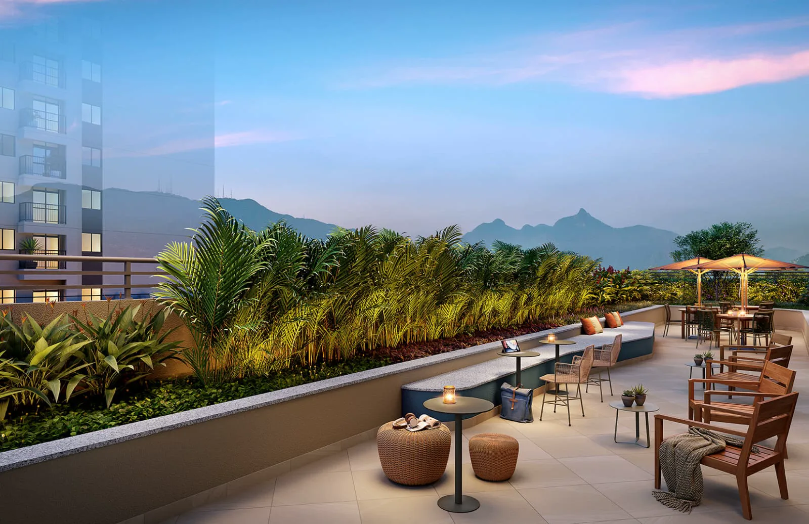 Perspectiva do rooftop do Residencial Pixinguinha