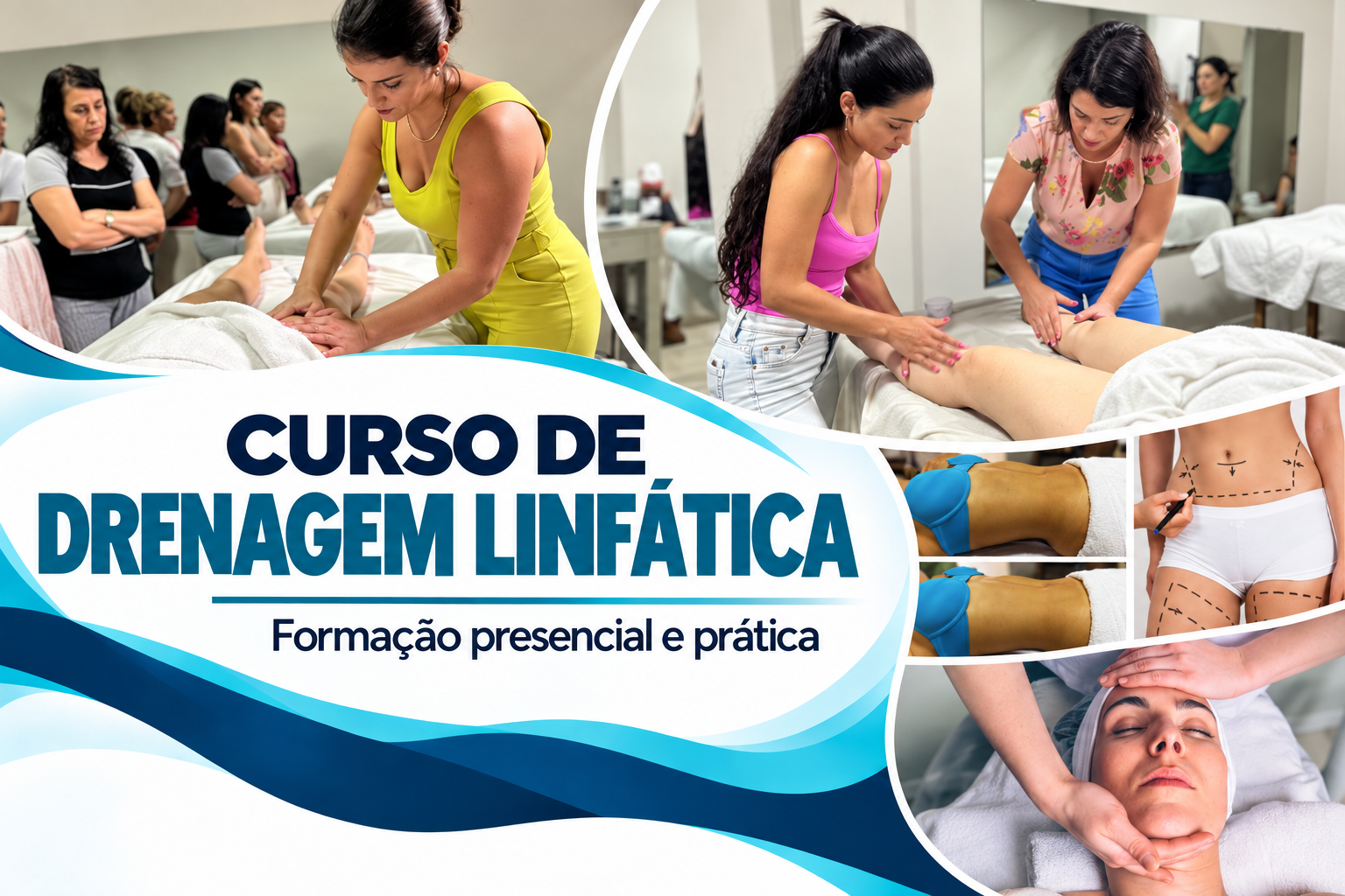 Aula prática de Drenagem Linfática na Life Cursos, em Belo Horizonte