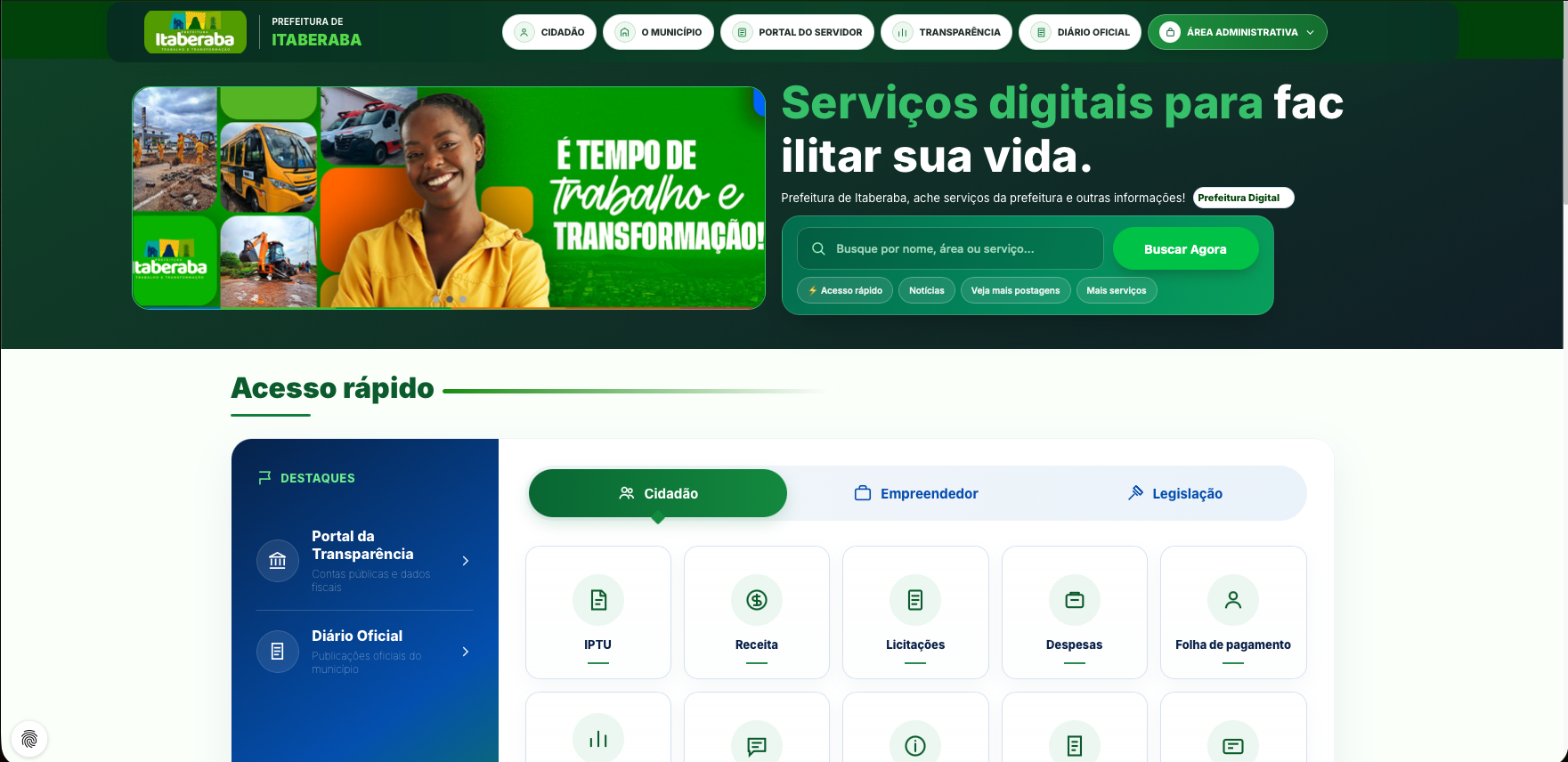 Site da Prefeitura de Itaberaba
