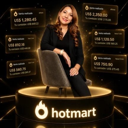 Dielka Almeida sobre el podio de Hotmart con ventas realizadas