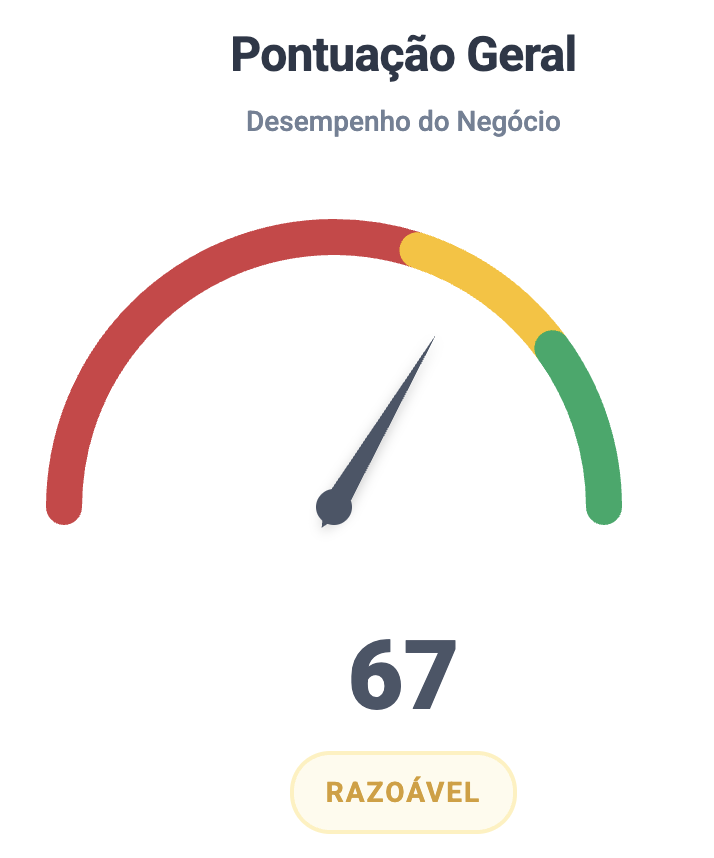 Pontuação geral de 67 pontos, classificada como razoável