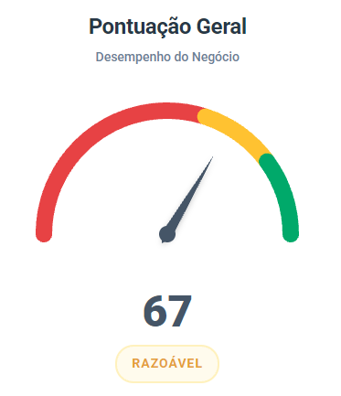 Pontuação geral atual de 67 pontos, classificada como razoável