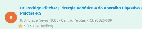 Registro da 8ª posição na consulta analisada