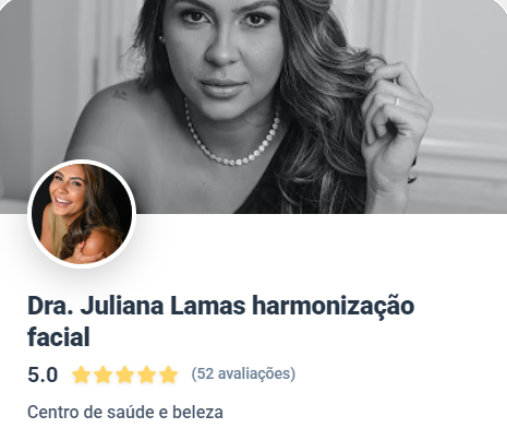 Perfil da Dra. Juliana Lamas no Google com nota 5,0 e 52 avaliações