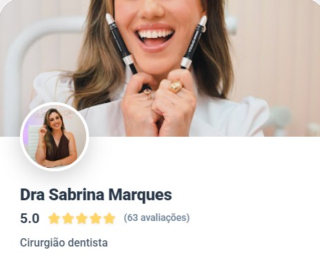 Perfil da Dra. Sabrina Marques no Google com nota 5,0 e 63 avaliações