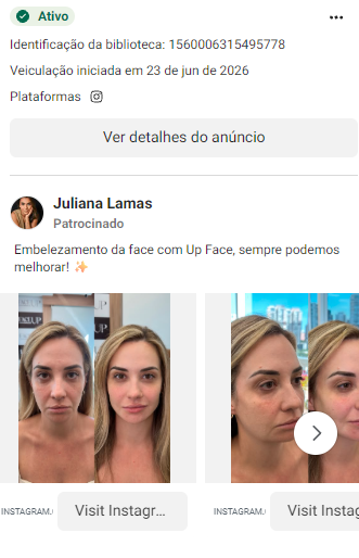 Exemplo de anúncio ativo na Biblioteca de Anúncios da Meta