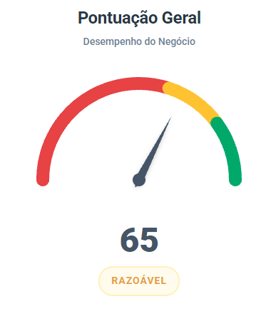 Pontuação geral de 65 pontos, classificada como razoável