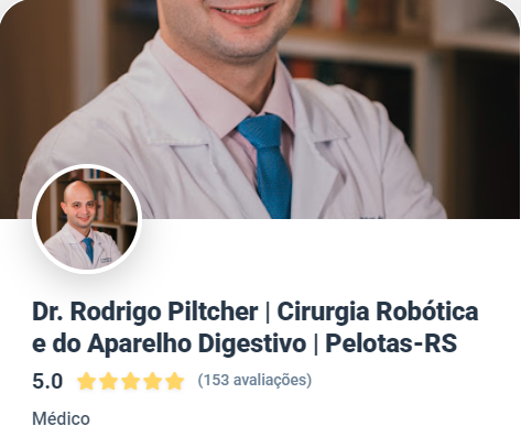 Perfil do Dr. Rodrigo Piltcher da Silva no Google com nota 5,0 e 153 avaliações