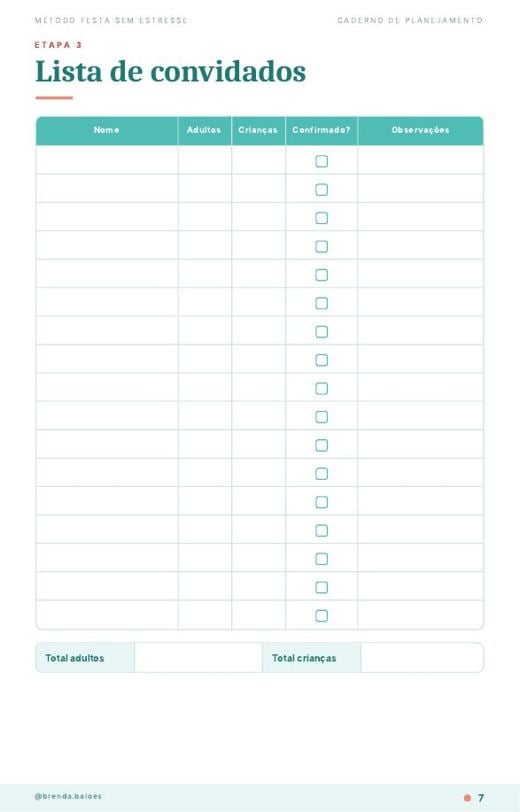 Páginas do Caderno de Planejamento