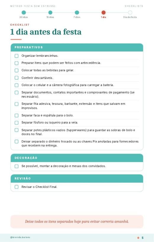 Páginas dos Checklists