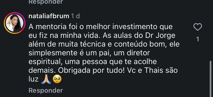 Depoimento de Natália Brum sobre a mentoria