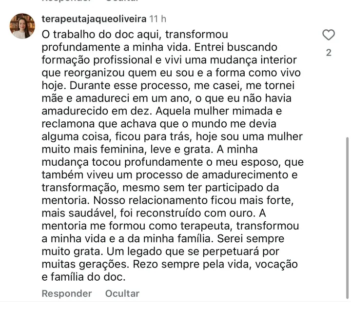 Depoimento de Jaqueline Oliveira sobre a mentoria