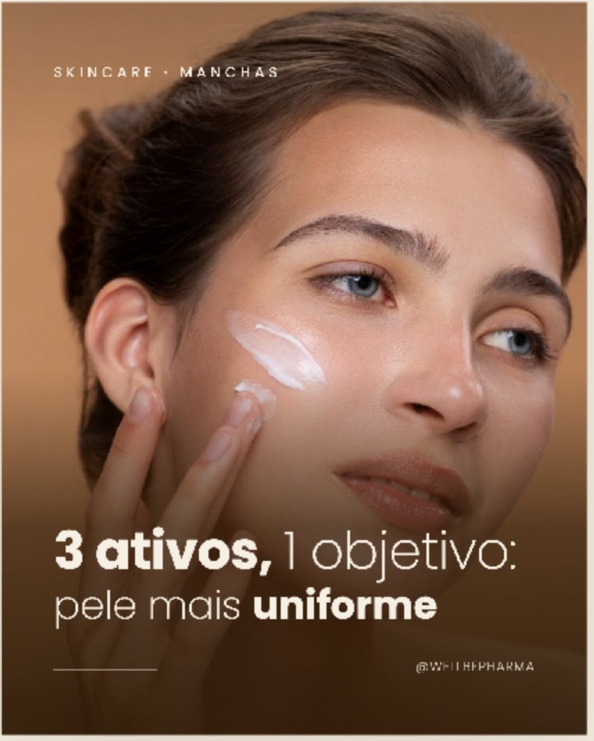 Mulher aplicando creme no rosto para cuidar de manchas e uniformizar a pele