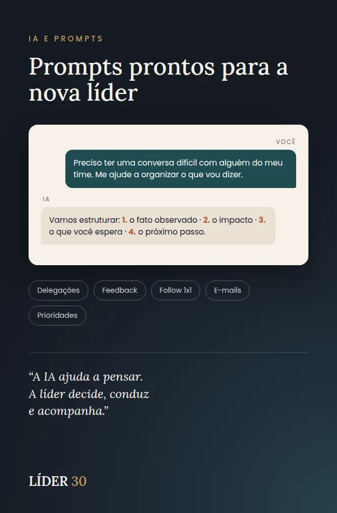 Página dos prompts para a nova líder