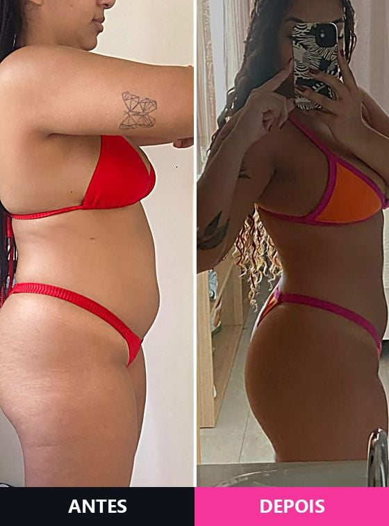 Antes e depois de aluna