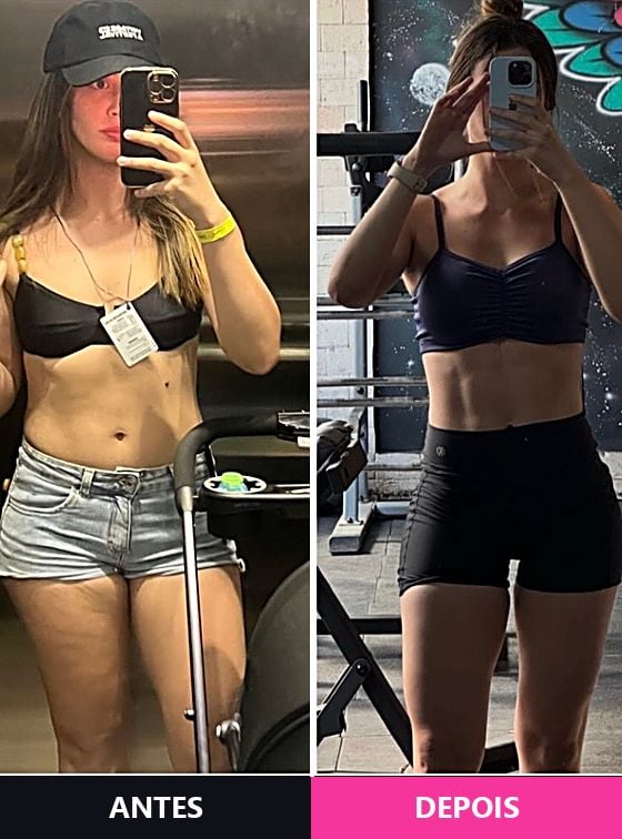 Antes e depois de aluna