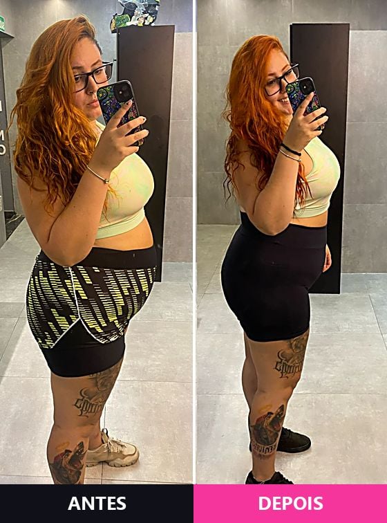 Antes e depois de aluna