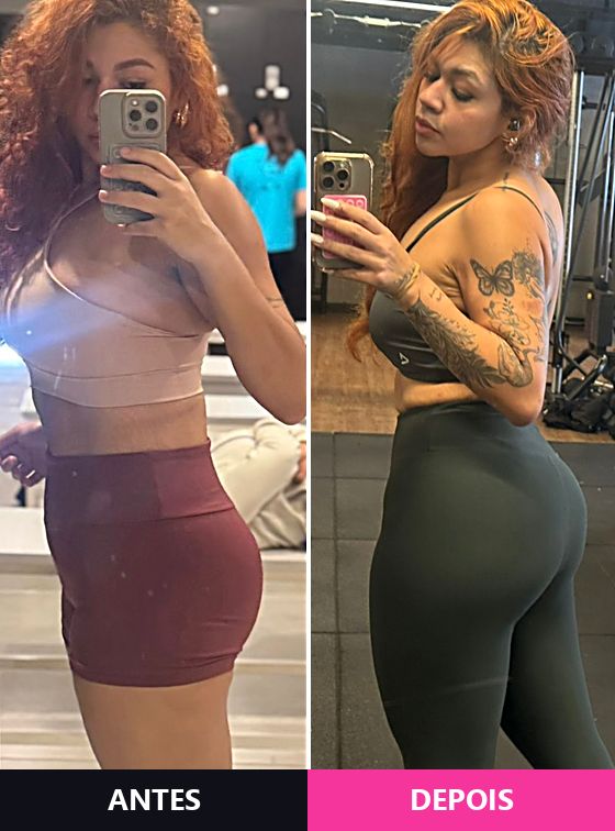 Antes e depois de aluna