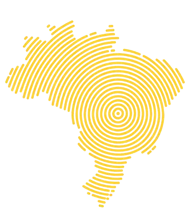 Mapa do Brasil estilizado em dourado