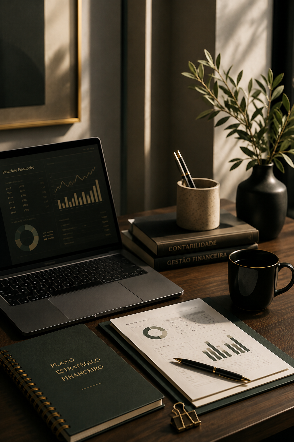 Ambiente de trabalho relacionado à gestão contábil e financeira