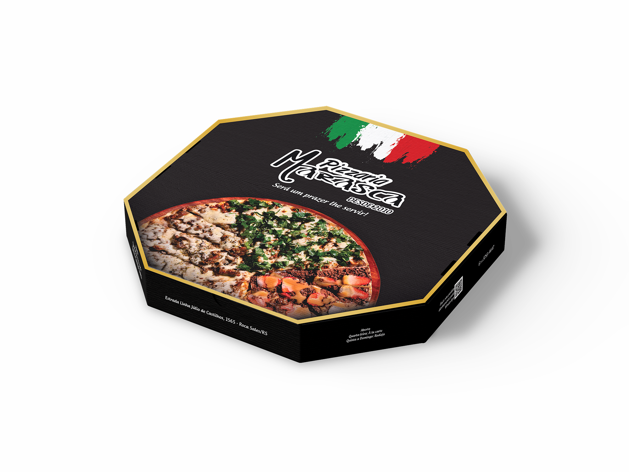 Embalagem personalizada da Pizzaria Marasca