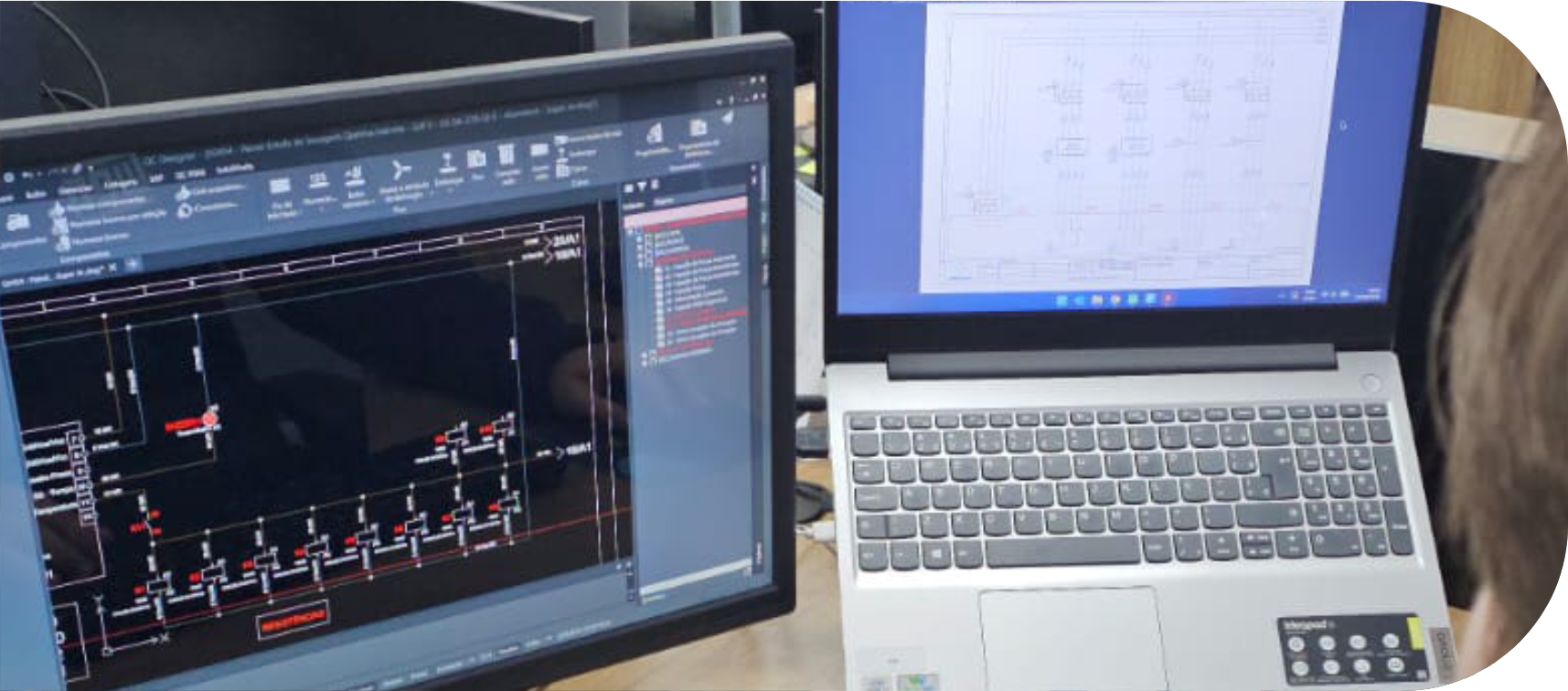Projeto elétrico sendo desenvolvido no computador