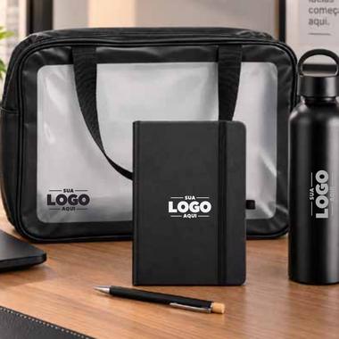 Kit Rotina, 3 peças personalizado com a marca da empresa