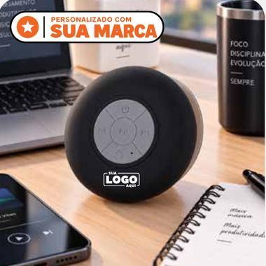 Caixinha de Som com Ventosa personalizado com a marca da empresa