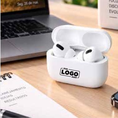 Fone Bluetooth com Carregador personalizado com a marca da empresa