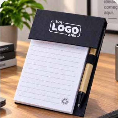 Bloco com Caneta personalizado com a marca da empresa